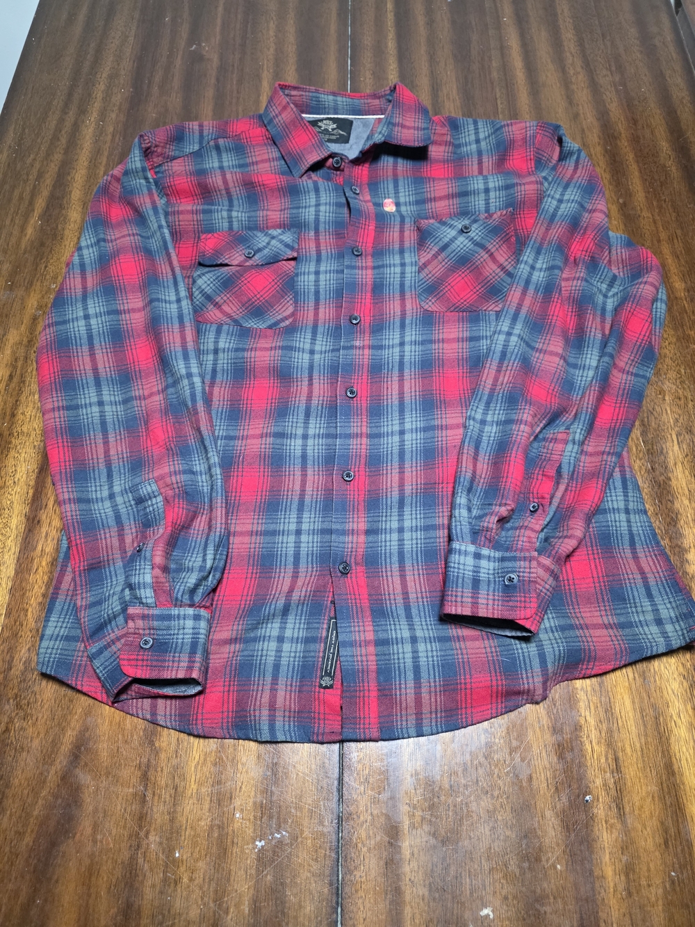 MBX Enjoy The Journey Plaid Flannel Shirt Men's Red & Blue Large